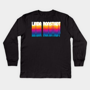 Retro Linda Proud Personalized Name Gift Retro Rainbow Style Kids Long Sleeve T-Shirt